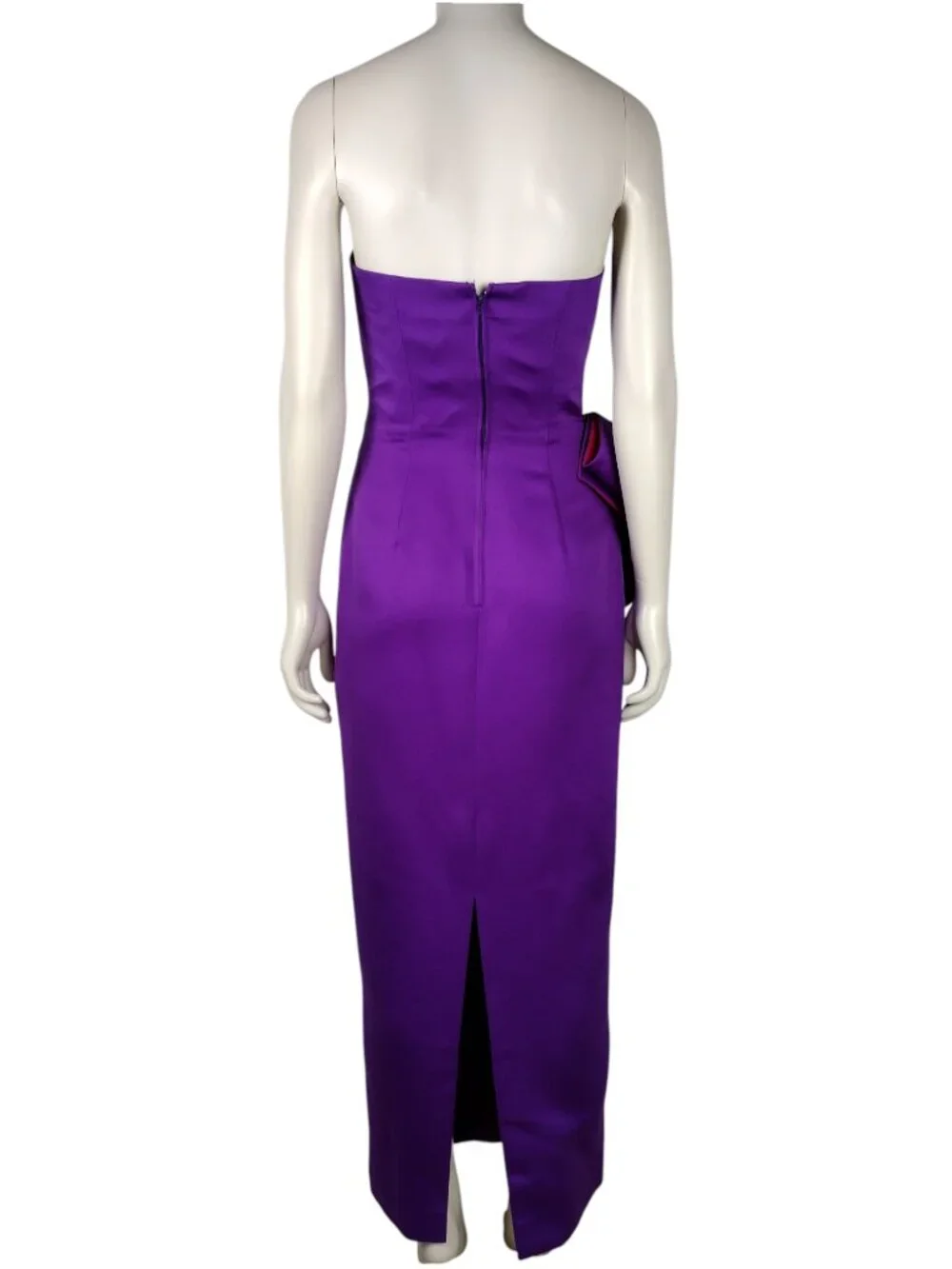 Vintage 1980s AJ Bari Purple Satin Strapless Evening Gown and Shawl Set Size 0